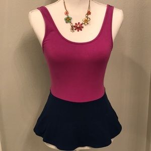 Express Color Block Peplum Top
